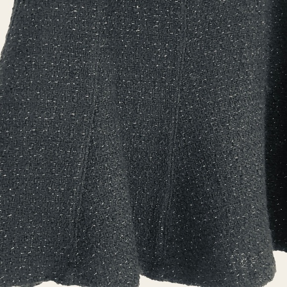 Vintage 90's Etam Black Wool Blend Textured Ruffle Hem A-line Flare Skirt - Picture 16 of 16